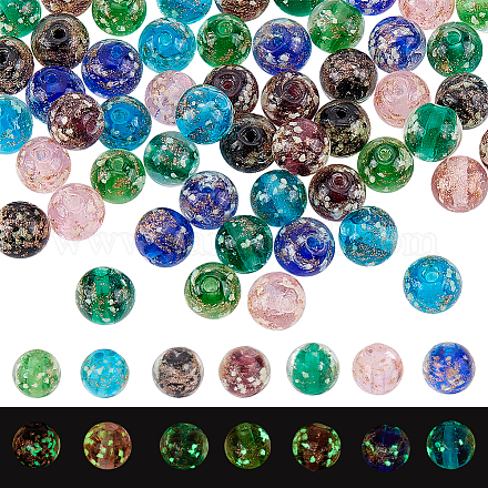 Arricraft 56 pièces 7 couleurs perles de chalumeau de sable d'or faites à la main lumineuses LAMP-NB0001-89-1