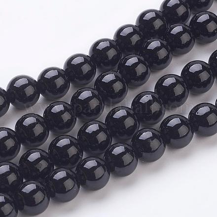 Cuentas sintéticas piedras negras hebras G-H1628-8mm-1-1