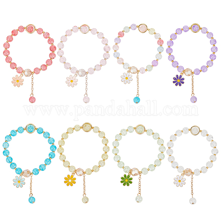 Anattasoul 8 pièces 8 couleurs ensemble de bracelets extensibles en perles rondes en verre BJEW-AN0001-75-1