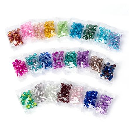 Perles de verre craquelé peintes à la bombe 24 couleurs CCG-JQ0001-03-8mm-1