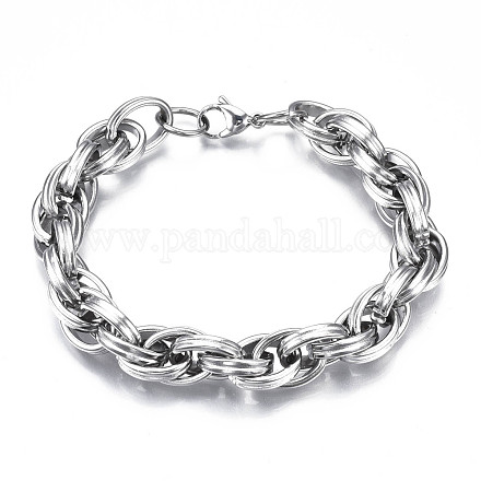 201 pulsera de cadena de cuerda de acero inoxidable para hombres y mujeres. BJEW-S057-67-1