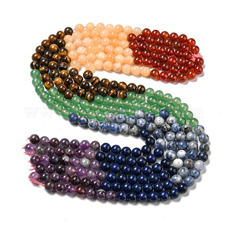 Brins de perles de pierres précieuses naturelles mélangées chakra G-NH0002-E01-03-1