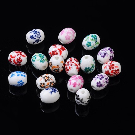 Handmade Printed Porcelain Beads X-PORC-S435-M-1