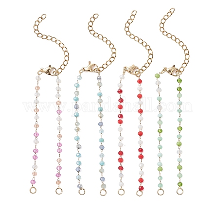 Изготовление браслета из цепочек с гранеными стеклянными бусинами-ронделями ручной работы.&nbsp;AJEW-JB01584-1