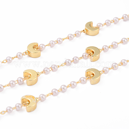 Handmade Plastic Imitation Pearl Beaded Chains CHC-I038-20G-1