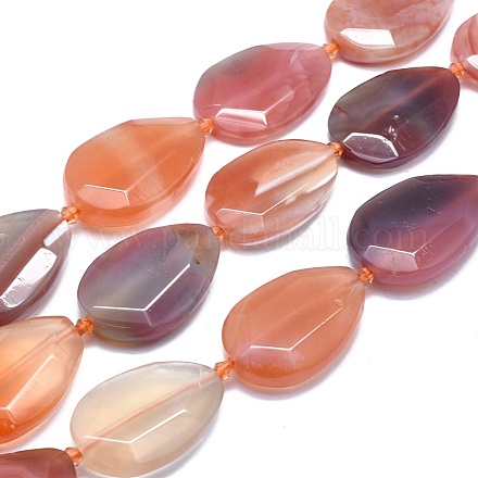 Cordones de perlas naturales de cornalina / red de ágata roja G-O179-J02-1
