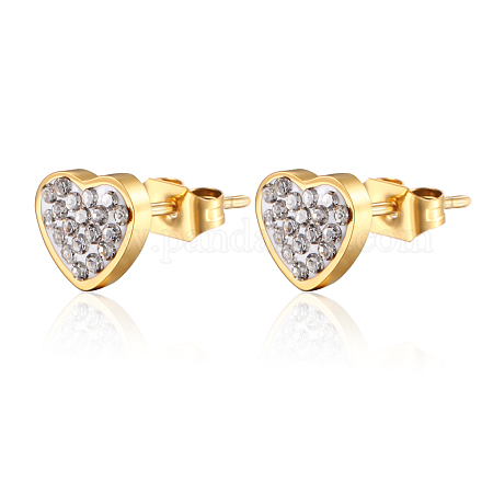 Eleganti orecchini a bottone da donna in acciaio inossidabile a forma di cuore IO4754-3-1
