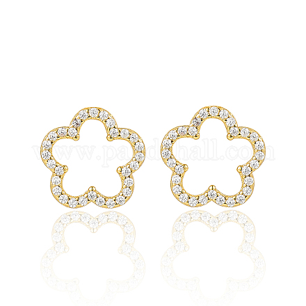 Orecchini in argento dolci e carini con design floreale di zirconi&nbsp;QK5383-1-1