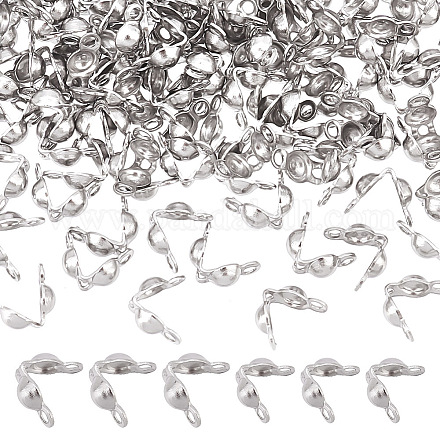 UNICRAFTALE 200Pcs 2 Size 304 Stainless Steel Bead Tips Calotte Ends Clamshell Knot Cover End Caps Clamshell Fold-Over Bead Tips Knot for DIY Bracelets Necklaces Jewelry Making STAS-UN0049-85-1