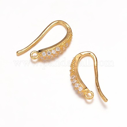 Brass Micro Pave Cubic Zirconia Earring Hooks X-ZIRC-K018-01G-1