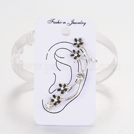 Flower Alloy Enamel Cuff Earrings EJEW-O069-26P-1