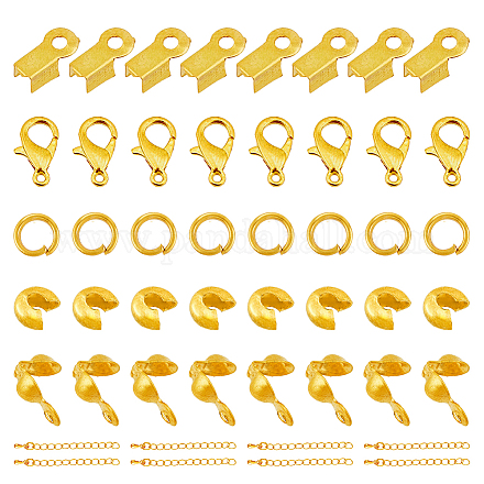 DICOSMETIC 1 Sets Jewelry Making Sets Alloy Lobster Claw Clasp Open Jump Ring Crimp Beads Covers Brass Chain Extender Golden Bead Tip Necklace Bracelet Connector DIY Bracelet Jewelry Making DIY-DC0001-73G-1