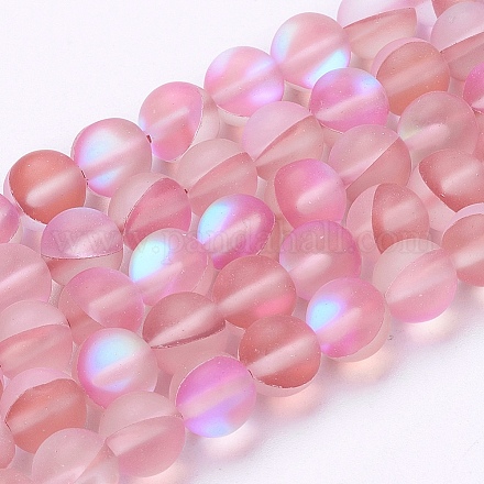 Chapelets de perles en pierre de lune synthétique G-K280-02-8mm-02-1
