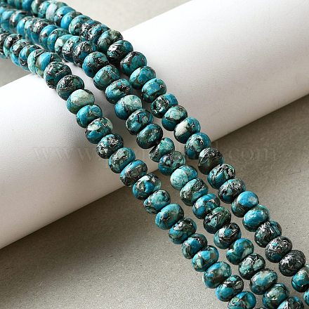 Синтетические серебряные нити бирюзовых бусин G-L617-E03-4x6mm-1