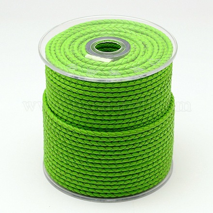 環境に優しい編みこみの革コード  革のアクセサリーコード  ジュエリーDIY製版材料  芝生の緑  5mm  約20m /ロール WL-E008-5mm-22-1