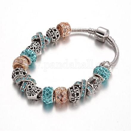 Bracelets en alliage avec perles européennes avec strass BJEW-L602-27C-1
