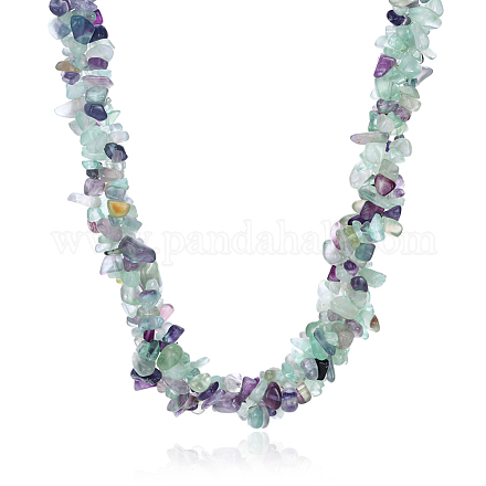 Vintage Natural Fluorite Chips Beaded Necklaces NJEW-BB16512-1