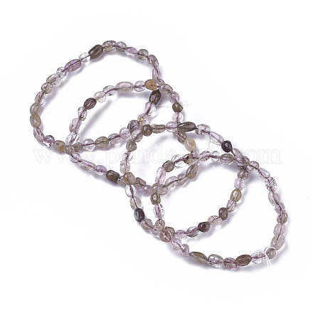 Bracciali elasticizzati con perle di quarzo rutilato naturale BJEW-K213-39-1