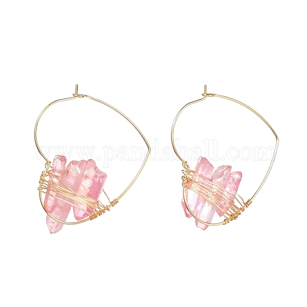Electroplated Natural Quartz Wire Wrapped Earrings for Girl Women EJEW-JE04646-01-1