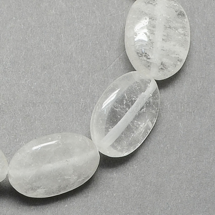 Flat Oval Gemstone Natural Crystal Quartz Stone Beads Strands G-S113-12-1