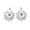 304 Stainless Steel Pendants, with Enamel, Sun with Evil Eye Charms, Stainless Steel Color, 14x11x2.8mm, Hole: 1.2mm