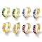 Flower Real 18K Gold Plated Brass Enamel Hoop Earrings, Mixed Color, 20.5x5.5mm