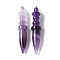Natural Amethyst Pendants, with Brass Finding, Cone, 68.5~70.5x13.5~14.2mm, Hole: 6.5x4.5mm