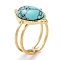 Ion Plating(IP) 304 Stainless Steel Ring, Adjustable Synthetic Turquoise Rings, Oval, 15.5x21.5mm, Inner Diameter: Adjustable