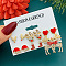 6 Pairs Christmas Theme Alloy Rhinestone Stud Earrings, with Imitation Pearl & Enamel, Golden, 16mm