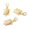 Brass Micro Pave Clear Cubic Zirconia Pendants, Cadmium Free & Lead Free, Tortoise, Real 18K Gold Plated, 19.5x10x2mm, Hole: 3.5mm