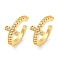 Brass Micro Pave Cubic Zirconia Cuff Earrings, for Women, Cross, Real 18K Gold Plated, 15x7.5mm