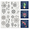 BENECREAT 4Sheets 24Pcs Mandala Flower Water Soluble Embroidery, 11.7x8.3inch Moon and Plant Stick and Stitch Embroidery Paper Stabilizer for Shirts, Coats, Bags