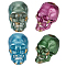 4Pcs 4 Colors Brass European Beads, Large Hole Beads, Skull, Mixed Color, 21.5x14x19mm, Hole: 6mm, 1pc/color