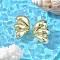Brass Stud Earrings for Women, Wing, Golden, 29x20mm