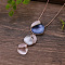 3 Irregular Heart Petal Zinc Alloy Enamel Pendant Necklaces for Women, Rose Gold, Cornflower Blue, 16.93 inch(43cm)