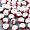 Handmade Bumpy Lampwork Beads, Abacus with Goldfish, Red, 14~15x12~13x8~9mm, Hole: 2mm