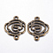 Tibetan Style Links connectors, Alloy, Cadmium Free & Lead Free & Nickel Free, Flower, Antique Bronze Color, 26x20x1mm, Hole: 2mm, 560pcs/kg