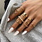 11Pcs Alloy Oval Chain Finger Rings, Butterfly, Golden, Inner Diameter: 16~19mm