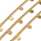 304 Stainless Steel Curb Chains with Flat Round Charm, Ion Plating(IP), Unwelded, with Spool, Golden, 5x0.8mm
