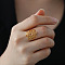 Bohemian Style 304 Stainless Steel Finger Rings for Women, Flower, Golden, Inner Diameter: 18mm