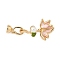 Brass Enamel Fold Over Clasps, with Freshwater Pearl, Flower, Real 18K Gold Plated, 36.5mm