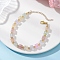 Crackle Glass & Electroplate Glass Beaded Bracelets for Women, Cube, Colorful, 7-7/8 inch(20cm)