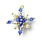 Glass Seed Beaded Tetraptera Pendants, with Jump Ring &  Glass Pearl Round Beads, Royal Blue, 31x31x13mm, Hole: 2.5mm