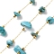304 Stainless Steel Link Chains, Soldered, with Natural Jasper, with Spool, Ion Plating(IP), Real 18K Gold Plated, 3~5.5x3~11.5x1~3.5mm, about 32.81 Feet(10m)/Roll