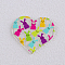 Easter Theme Acrylic Pendants, Colorful Rabbits Pattern, Heart, 34.5x38x2mm, Hole: 1.5mm