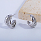 Elegant Fashionable Twisted C-shaped Brass Stud Earrings, Platinum, 25.3x23.9mm