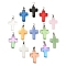 Glass Pendants, with Stainless Steel Pinch Bails, Cross, Mixed Color, 29x18.5x5mm, Hole: 5.5x2.5mm