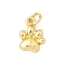 Brass Pendants, Paw Print Charms, Long-Lasting Plated, Lead Free & Cadmium Free, Rack Plating, with Jump Ring, Real 18K Gold Plated, 12x9x2mm, Hole: 3mm
