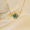 Exquisite Brass Pave Clear Shiny Cubic Zirconia Flat Round with Star Pendant Necklaces, with Paua Shell, Golden, 15.75 inch(40cm)