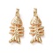 Ocean Brass Pendants, Fishbone Charms, Real 18K Gold Plated, 18.5x7.5x3~4mm, Hole: 2.5x2mm